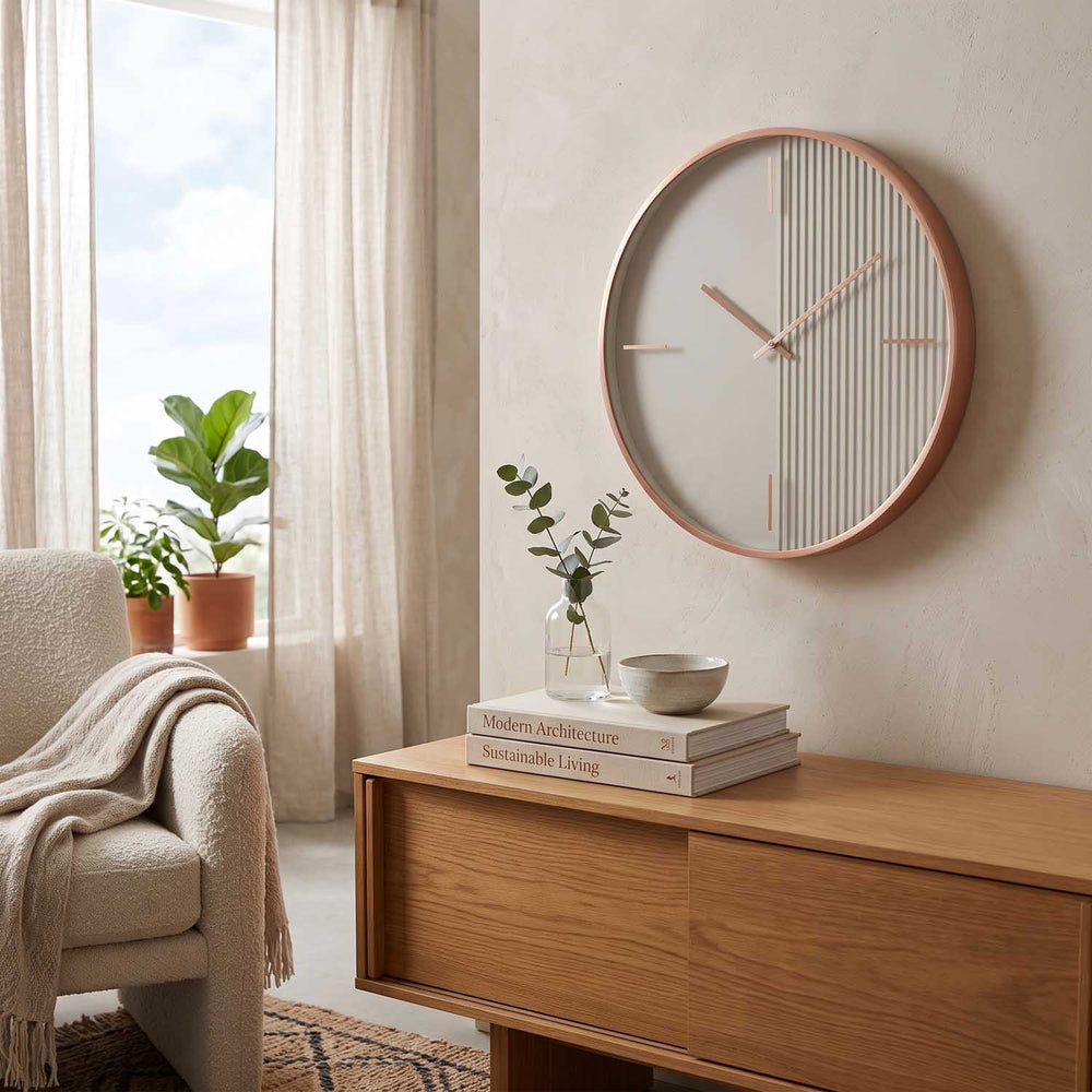 Half Fluted Wall Clock- Green