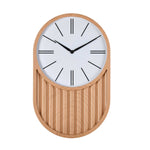 Oval Fluted Wall Clock- Light Brown