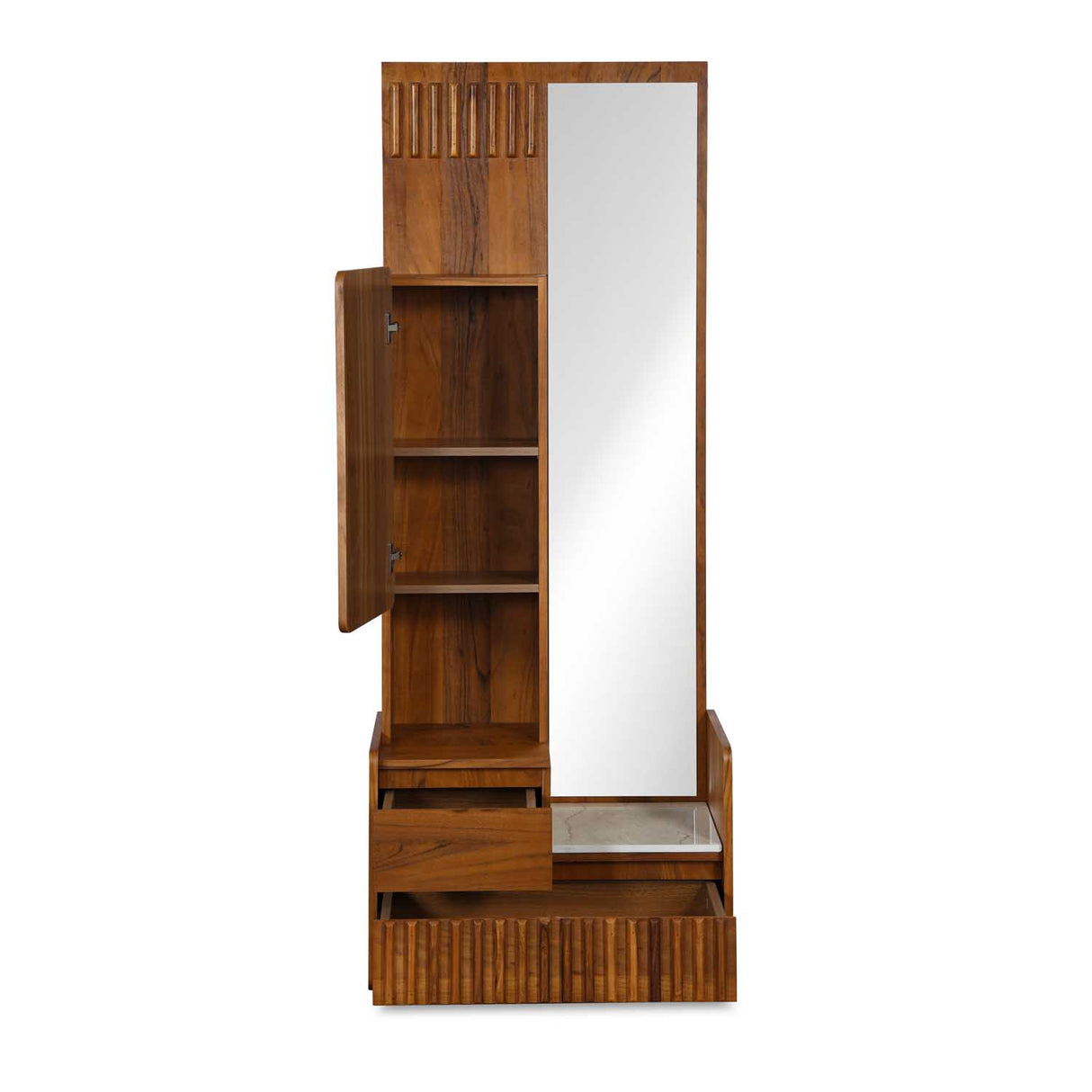 Linea Dresser with Mirror- Honey Walnut