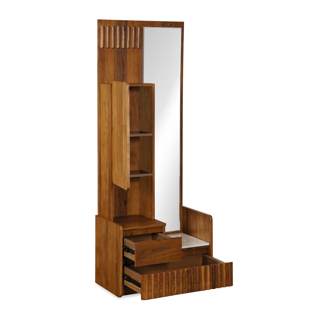 Linea Dresser with Mirror- Honey Walnut