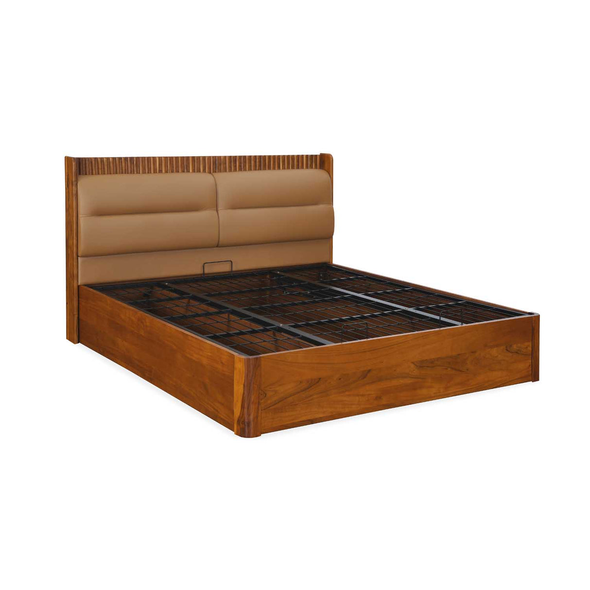 Linea King Bed with Hydraulic Storage- Honey Walnut