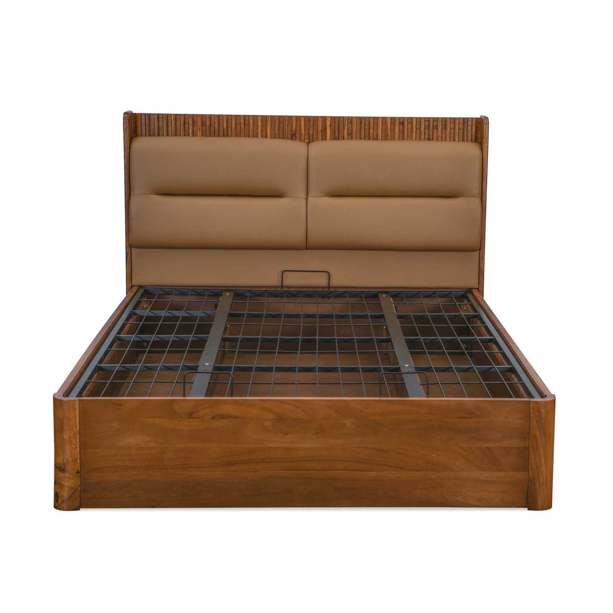 Linea Queen Bed with Hydraulic Storage- Honey Walnut