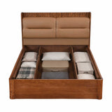 Linea Queen Bed with Hydraulic Storage- Honey Walnut