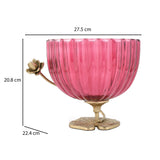 Decorative Lotus Metal and Glass Bowl- Pink & Gold