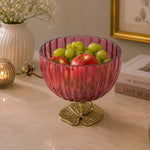 Decorative Lotus Metal and Glass Bowl- Pink & Gold