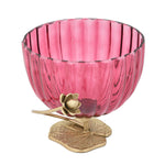 Decorative Lotus Metal and Glass Bowl- Pink & Gold