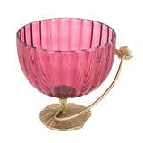Decorative Lotus Metal and Glass Bowl- Pink & Gold