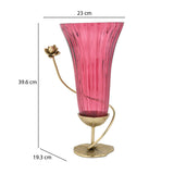 Swirl Lotus Metal and Glass Tall Vase- Pink & Gold