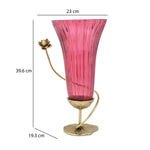 Swirl Lotus Metal and Glass Tall Vase- Pink & Gold