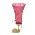 Swirl Lotus Metal and Glass Tall Vase- Pink & Gold