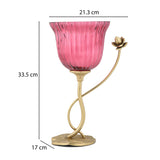 Fluted Lotus Metal and Glass Vase- Pink & Gold