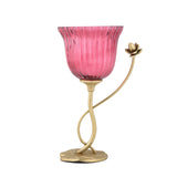 Fluted Lotus Metal and Glass Vase- Pink & Gold