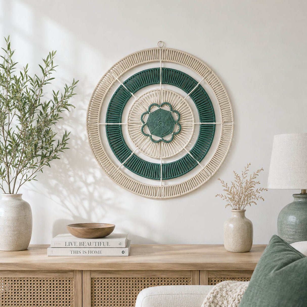 Radial Pattern Wall Decor- Green & Beige