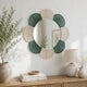 Petal Pattern Decorative Mirror- Green & Beige