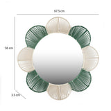 Petal Pattern Decorative Mirror- Green & Beige