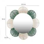 Petal Pattern Decorative Mirror- Green & Beige