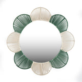 Petal Pattern Decorative Mirror- Green & Beige