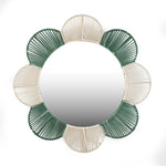 Petal Pattern Decorative Mirror- Green & Beige