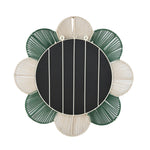 Petal Pattern Decorative Mirror- Green & Beige