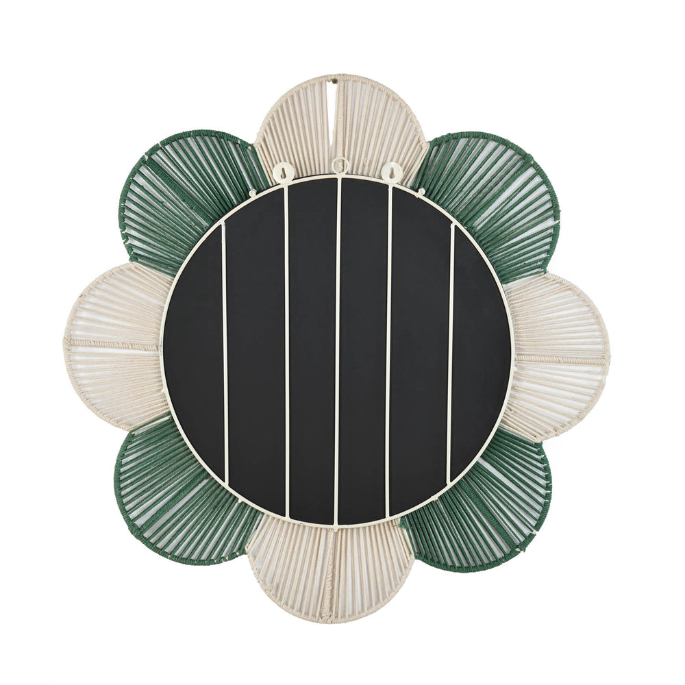Petal Pattern Decorative Mirror- Green & Beige