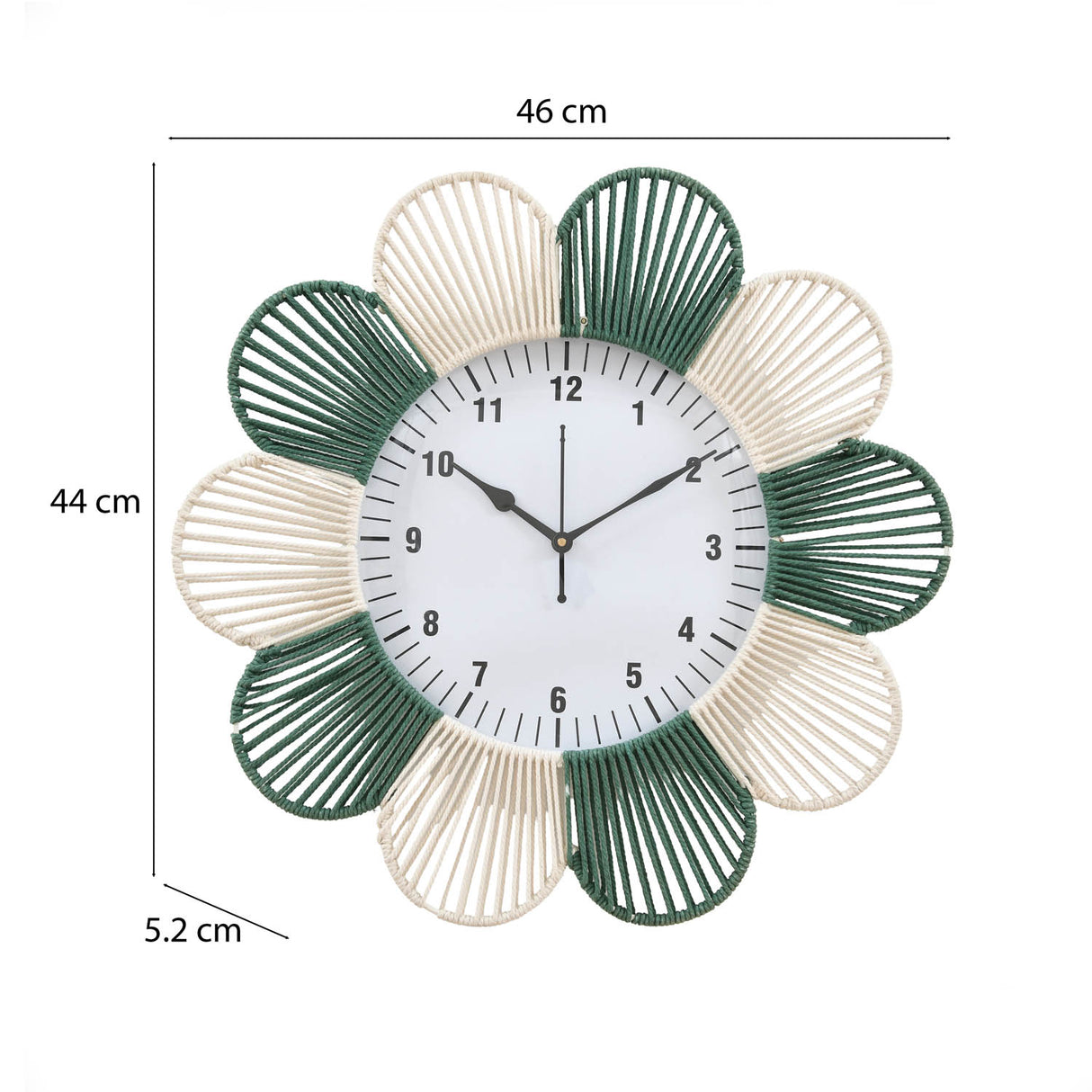 Petal Pattern Wall Clock- Green & Beige
