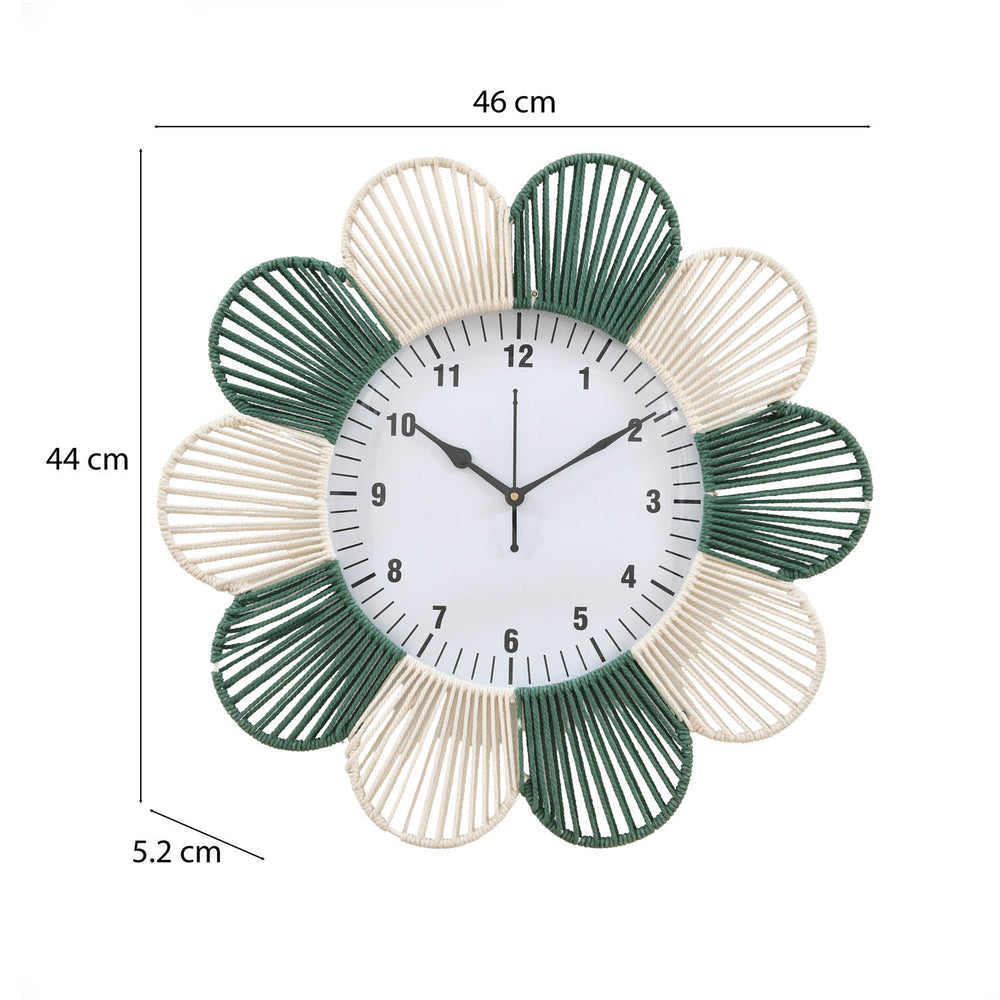 Petal Pattern Wall Clock- Green & Beige