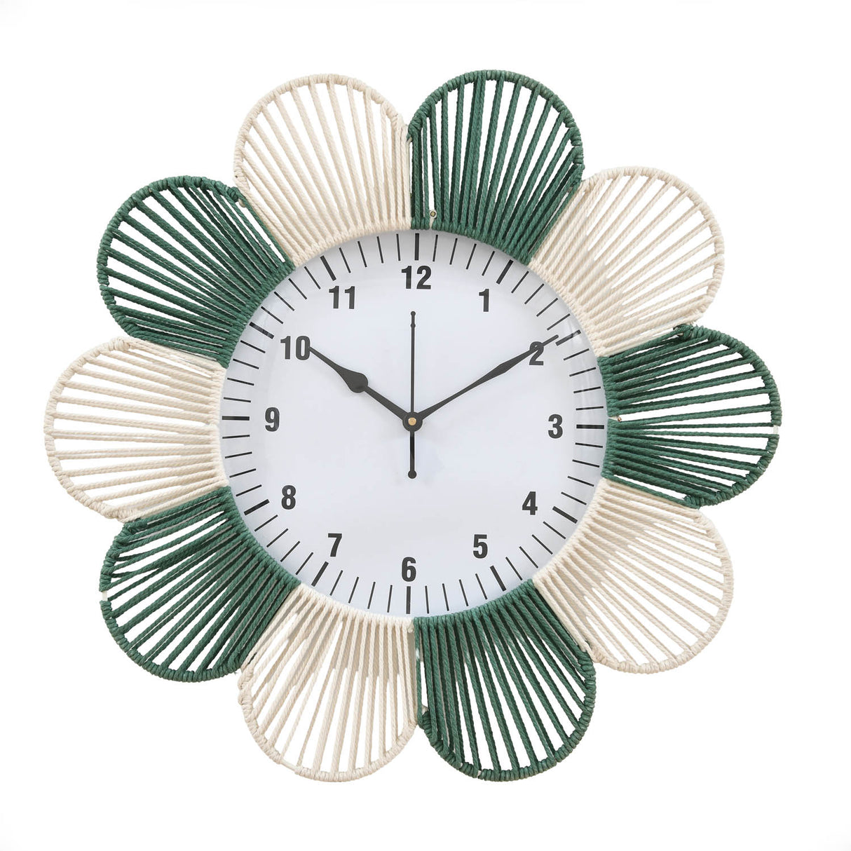 Petal Pattern Wall Clock- Green & Beige