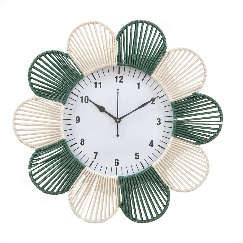 Petal Pattern Wall Clock- Green & Beige