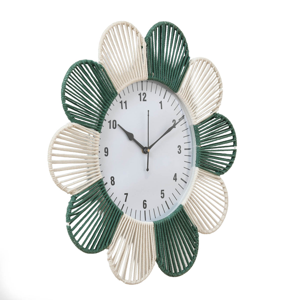 Petal Pattern Wall Clock- Green & Beige