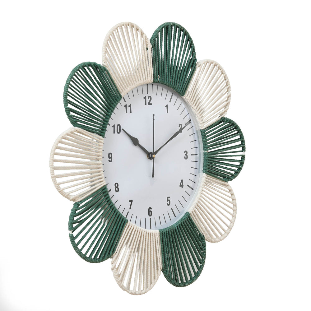 Petal Pattern Wall Clock- Green & Beige