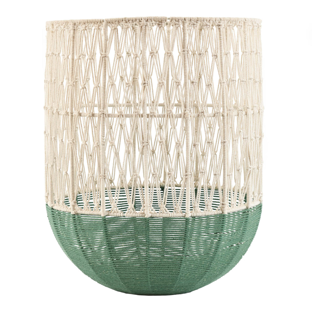 Metal and Cotton Laundry Bag- Green & Beige