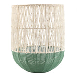 Metal and Cotton Laundry Bag- Green & Beige