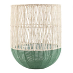 Metal and Cotton Laundry Bag- Green & Beige