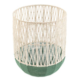 Metal and Cotton Laundry Bag- Green & Beige