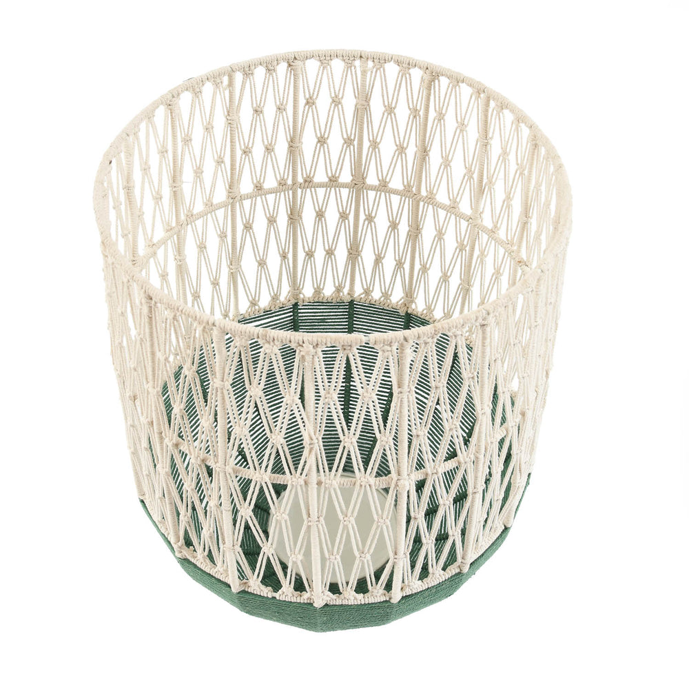Metal and Cotton Laundry Bag- Green & Beige