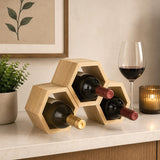 Bamboo Wine Bottle Holder with 3 Racks- Beige