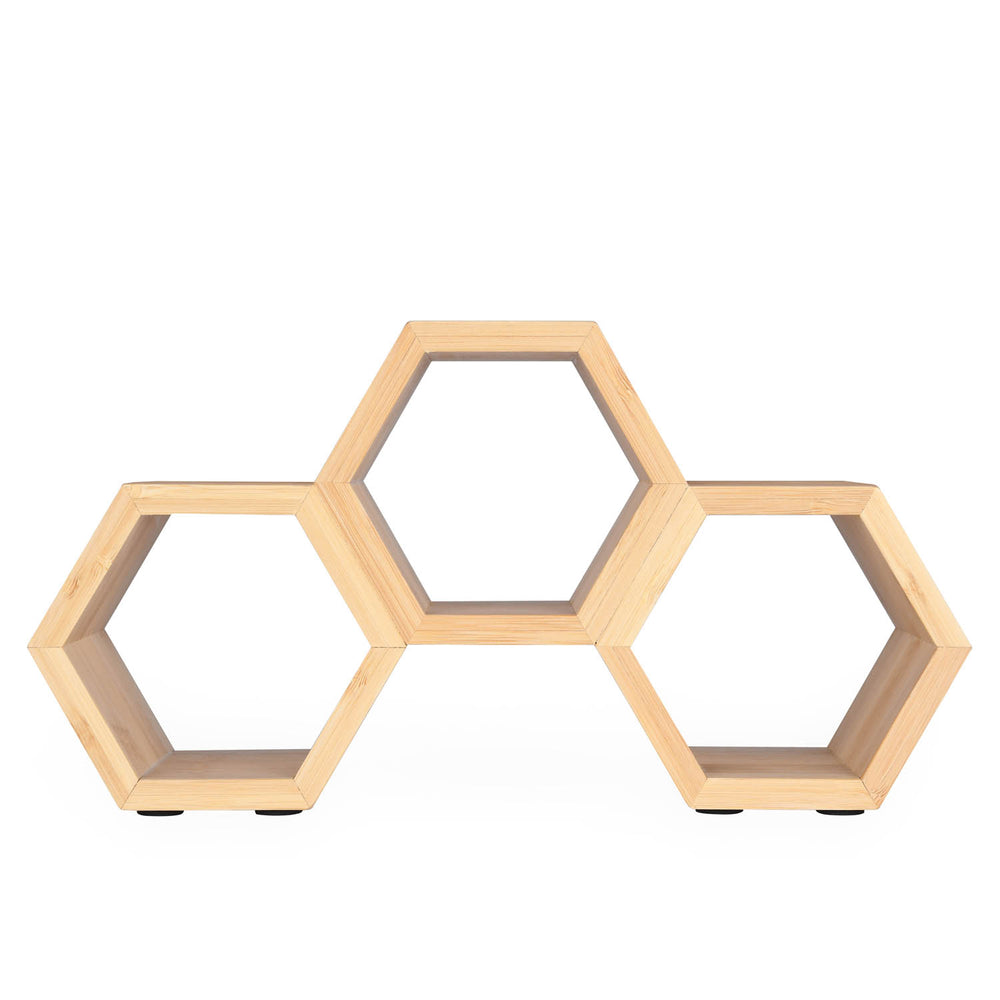 Bamboo Wine Bottle Holder with 3 Racks- Beige