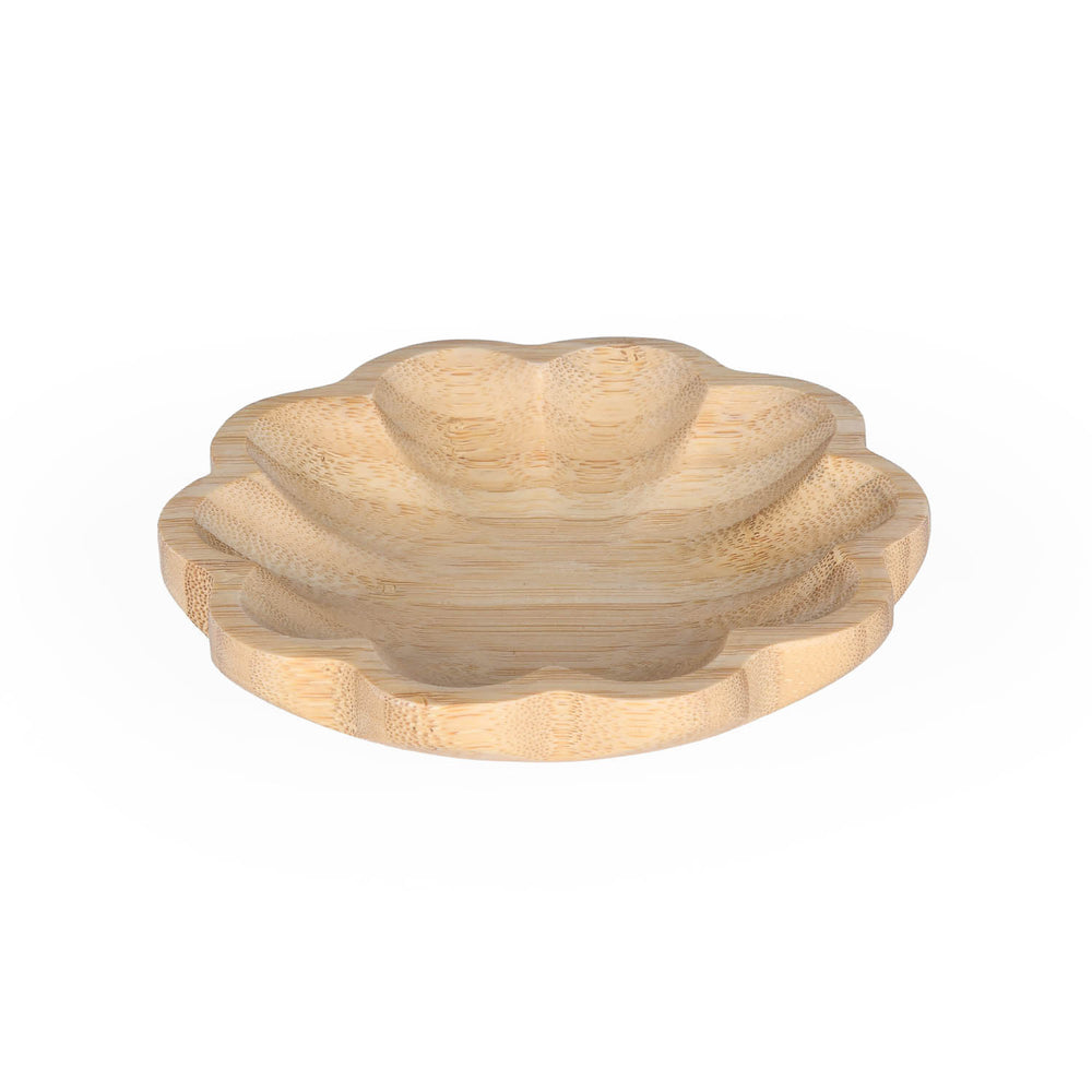 Curved Bamboo Serving Plate- Small, Beige