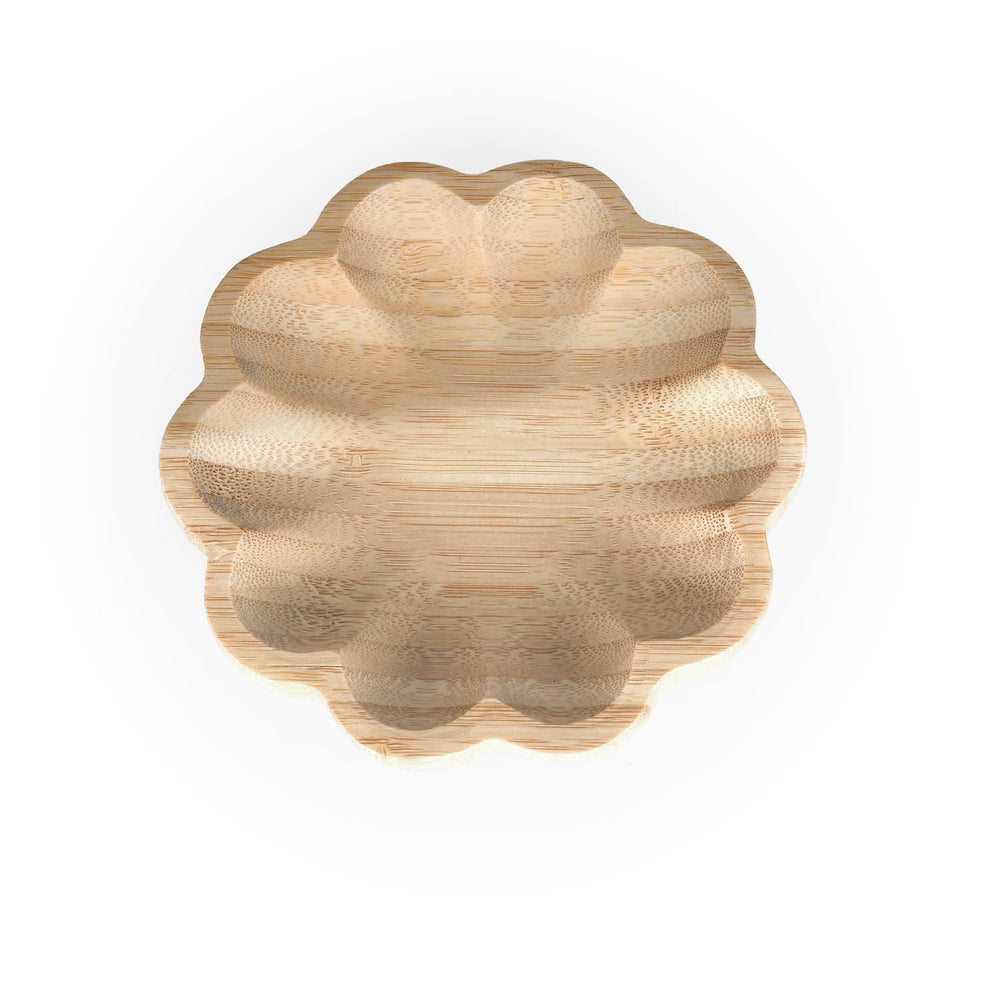 Curved Bamboo Serving Plate- Small, Beige