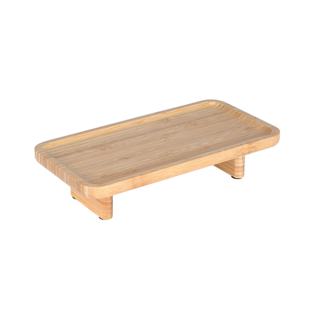 Bamboo Serving Plate with 2 Legs- Beige