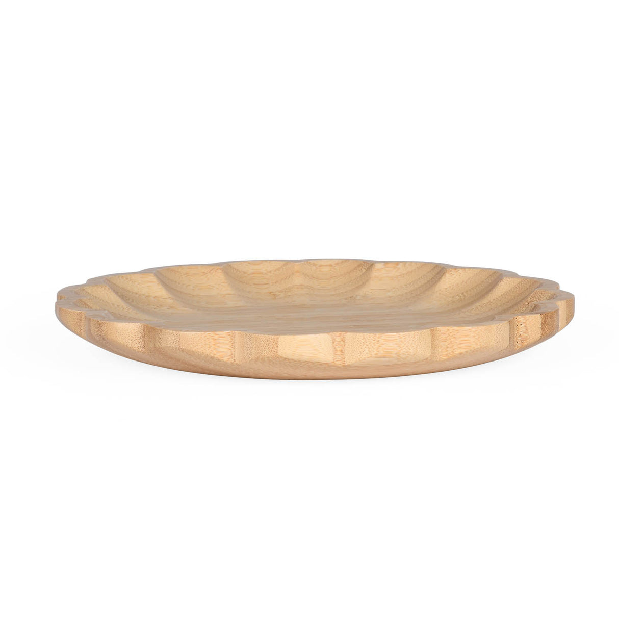 Curved Bamboo Serving Plate- Large, Beige