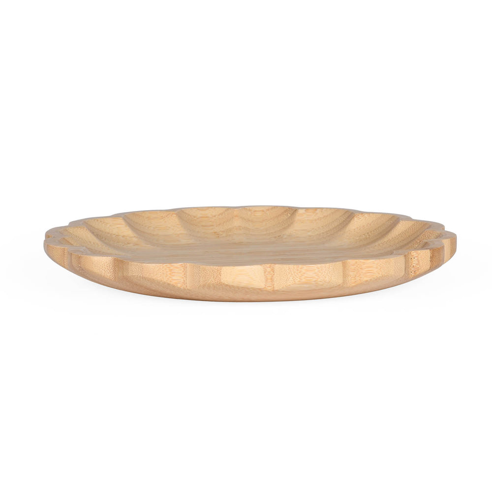 Curved Bamboo Serving Plate- Large, Beige