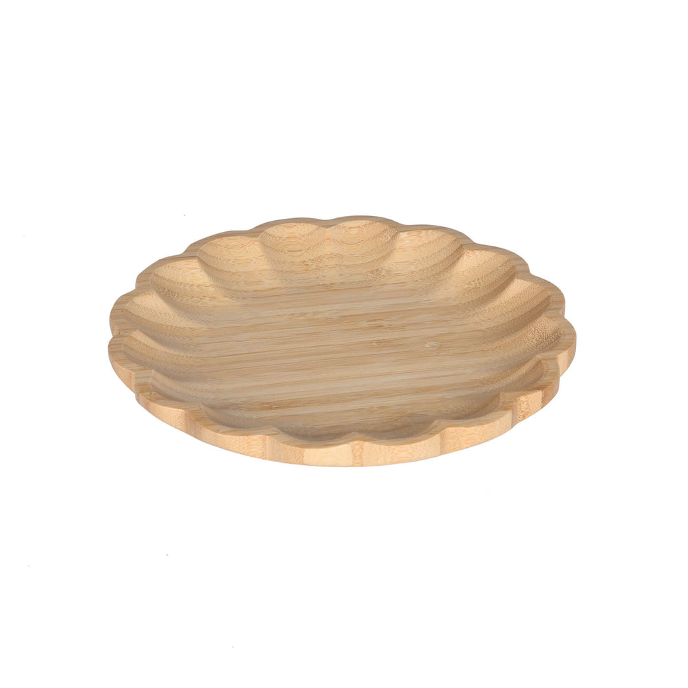Curved Bamboo Serving Plate- Large, Beige