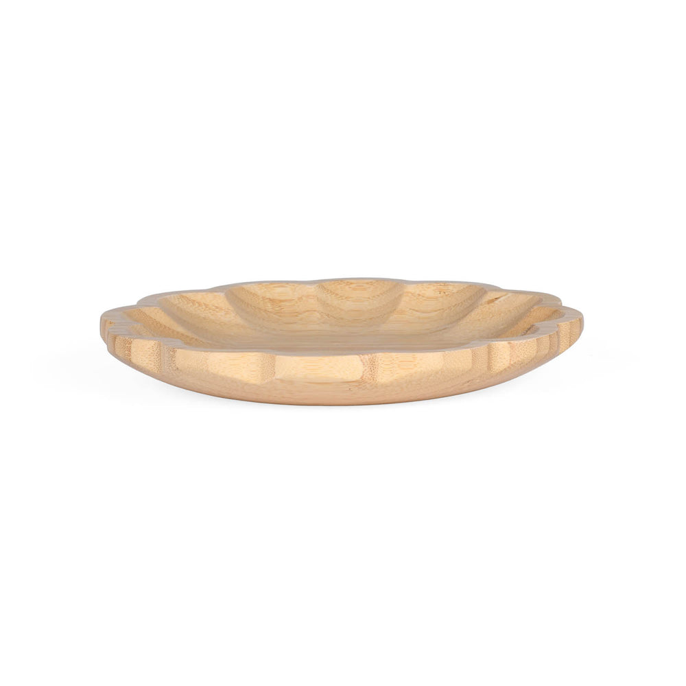 Curved Bamboo Serving Plate- Medium, Beige