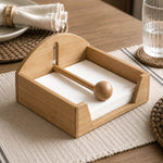 Horizontal Bamboo Tissue Box- Beige