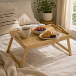 Breakfast Serving Bamboo Table- Beige