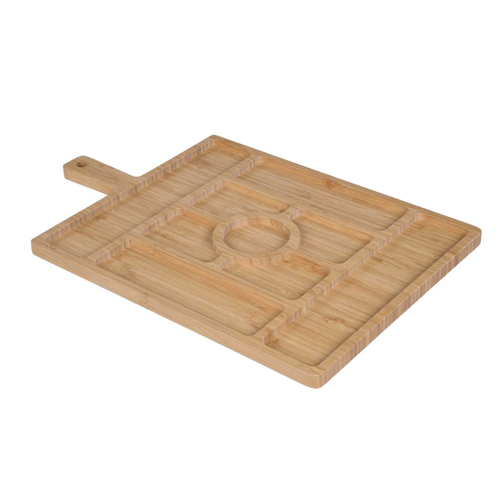Bamboo Serving Platter with Sections- Beige