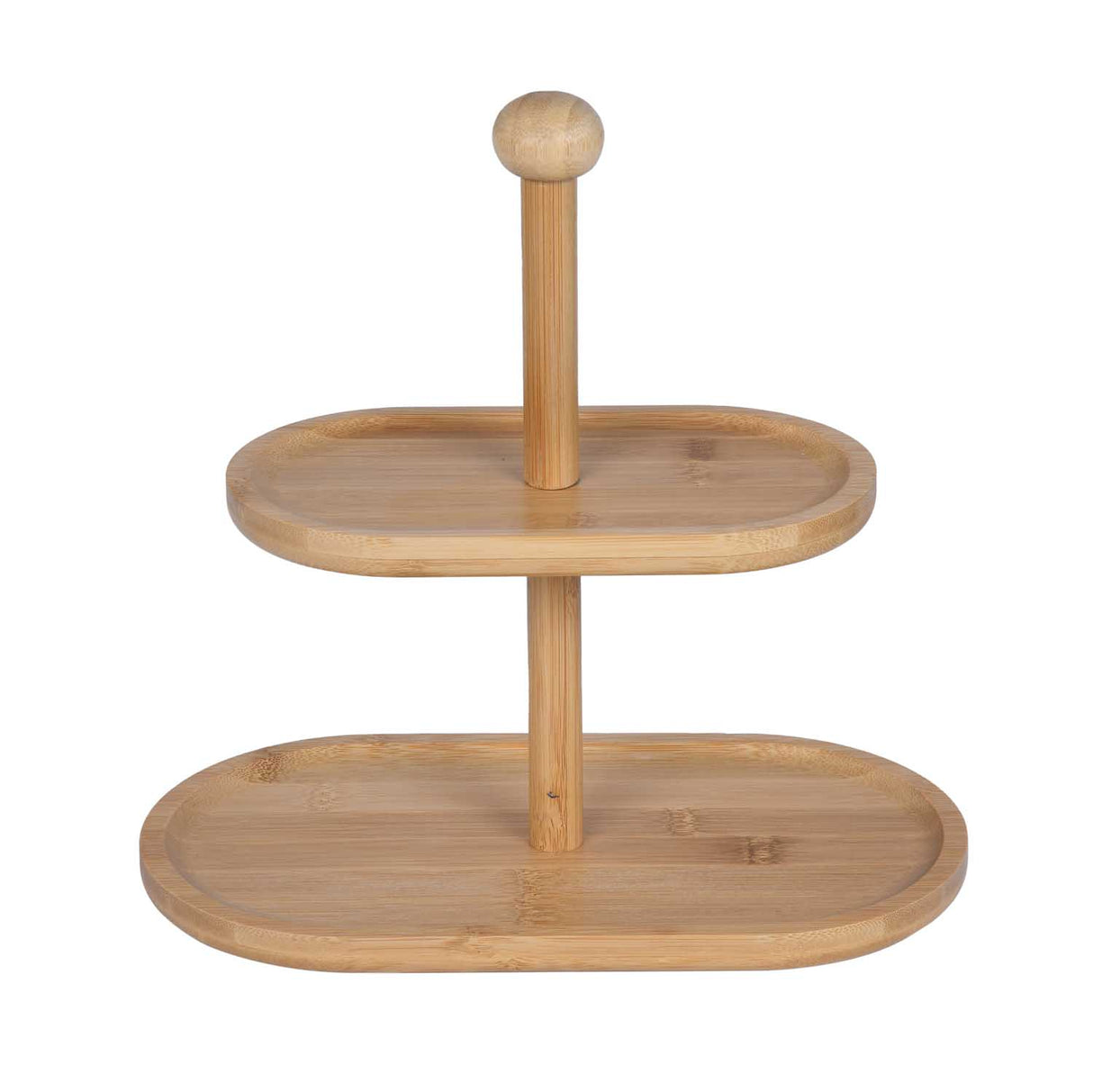 2 Tier Bamboo Serving Platter Stand- Beige