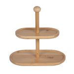 2 Tier Bamboo Serving Platter Stand- Beige