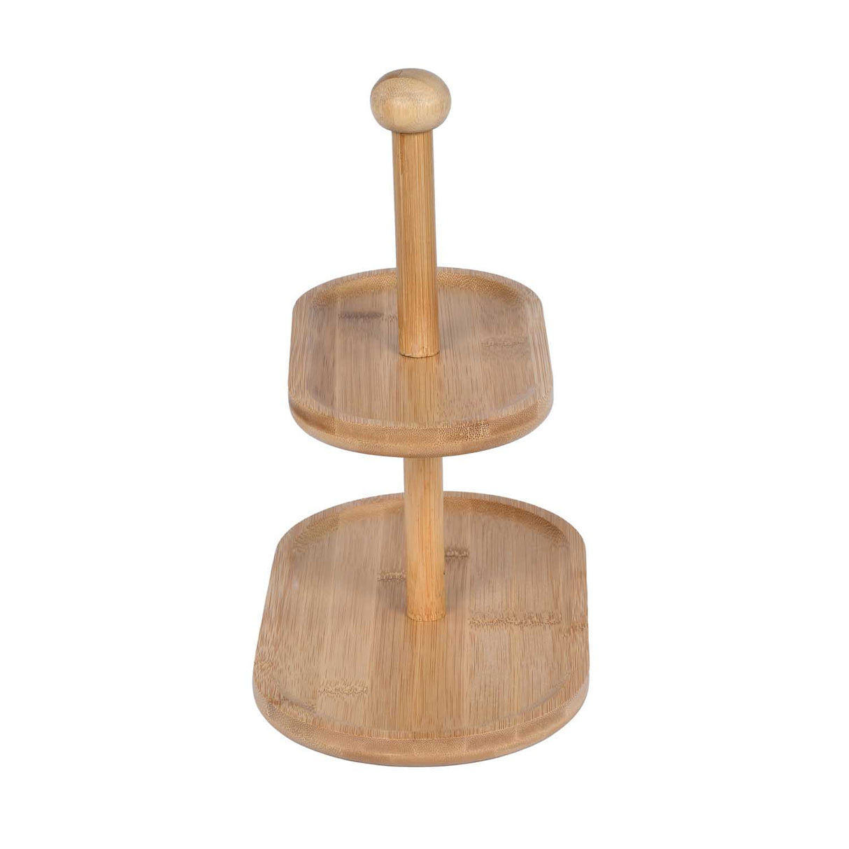 2 Tier Bamboo Serving Platter Stand- Beige